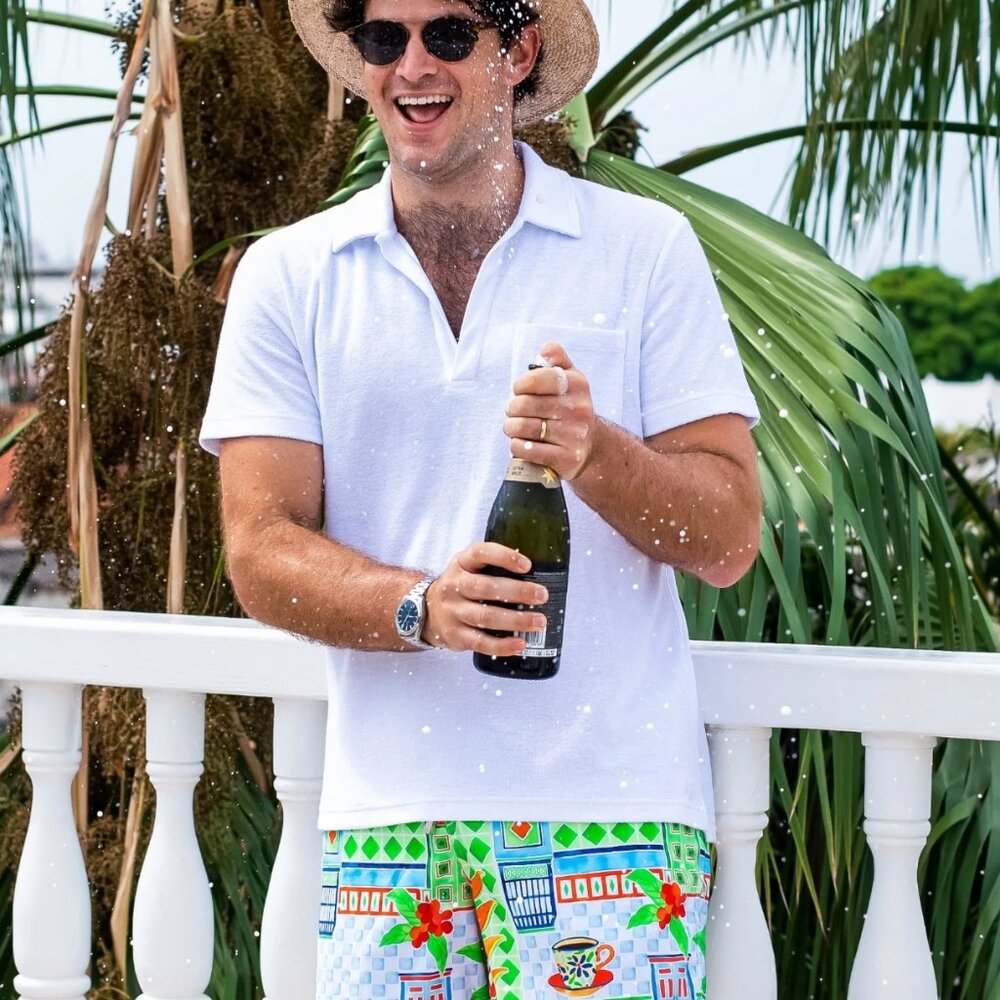 Kenny Flower Casa Blanca Terry Polo Mens Shirt White